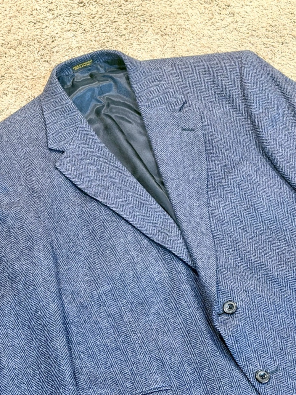 John Ashford 48R Gray Herringbone Lambswool Merino Tweed Mens Blazer Sport